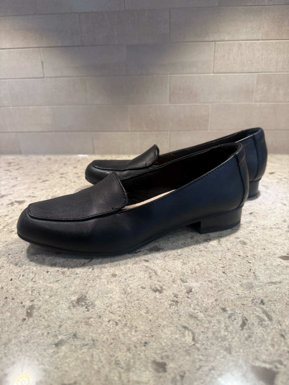 Clarks Black Leather Slip-On Loafers